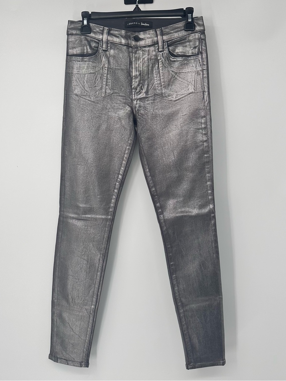 J Brand Metallic Chrome Silver Skinny Jeans Size 27